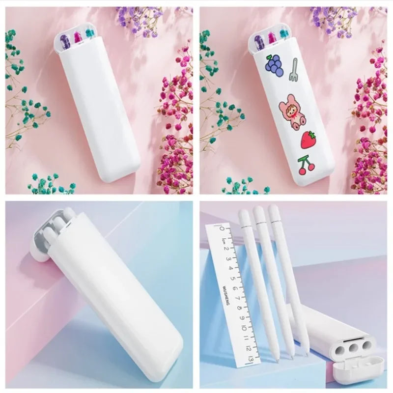 0.5mm Three Pens Color Neutral Pen Pencil Case School Students Outdoor Learning Test Pen Multi-functional Writing Pencil Cases