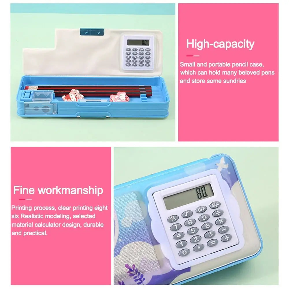 Double Layer Multi-Function Pencil Case Students Pencil Box With Calculator/Pencil Sharpener Large Capacity Stationery Box