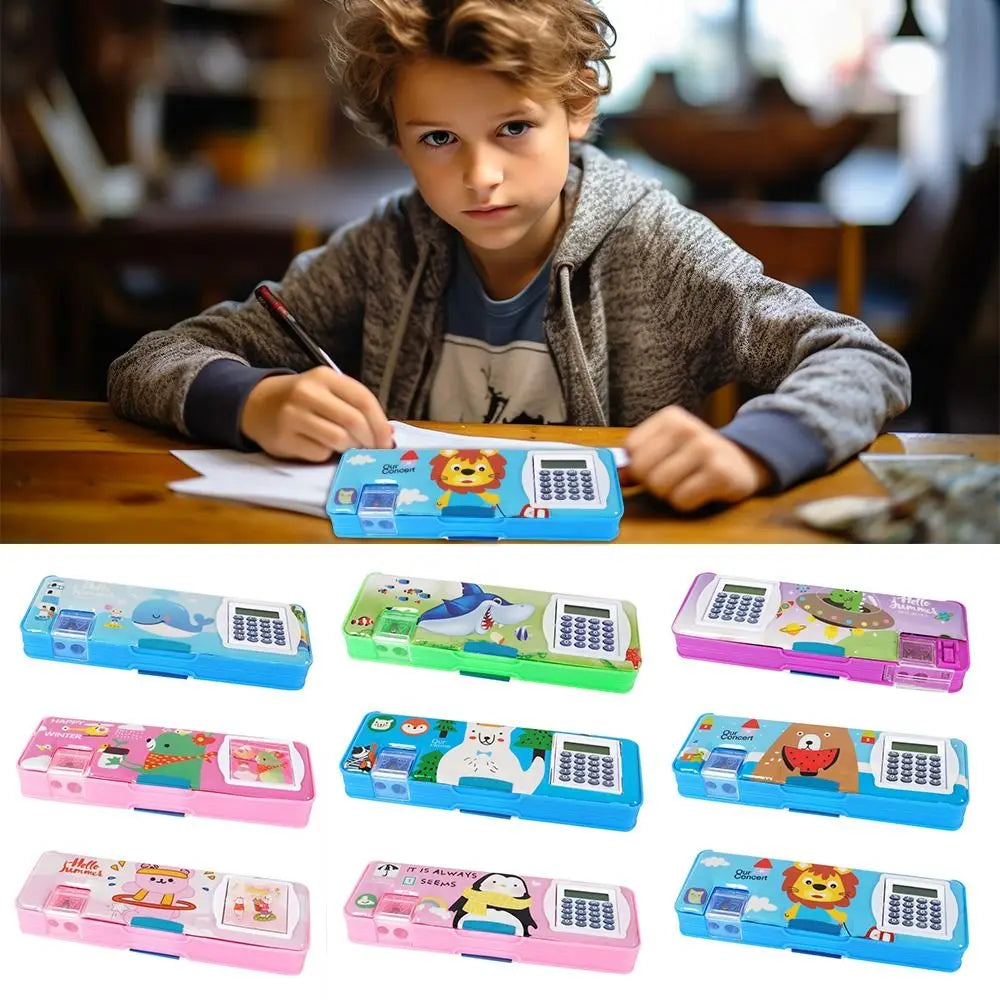 Double Layer Multi-Function Pencil Case Students Pencil Box With Calculator/Pencil Sharpener Large Capacity Stationery Box