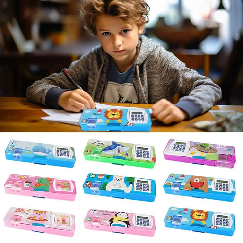 Double Layer Multi-Function Pencil Case Students Pencil Box With Calculator/Pencil Sharpener Large Capacity Stationery Box
