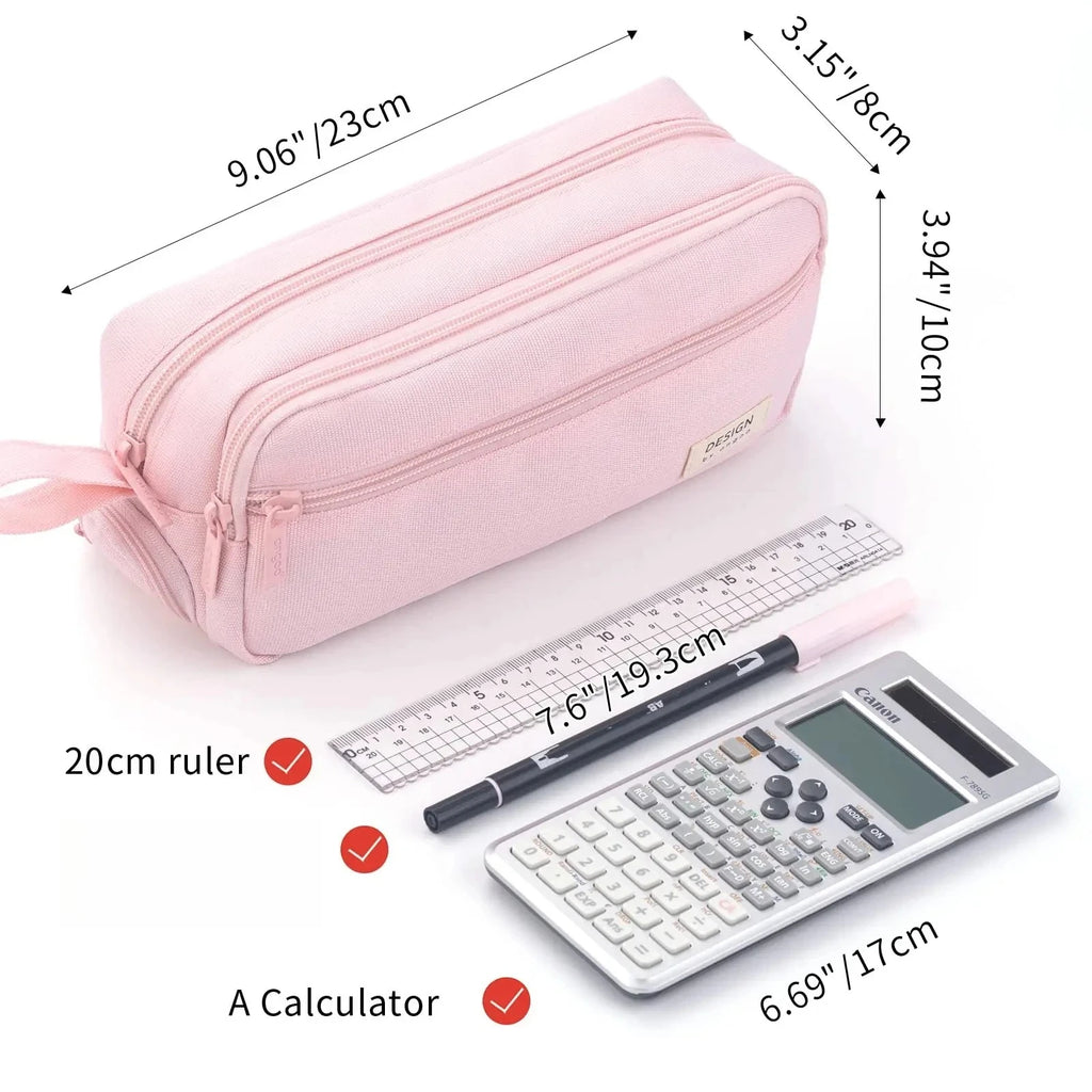 Large-Capacity Zippered Pencil Case Portable Multi-Compartment Pencil Pouch Waterproof and Durable Stationery Storage