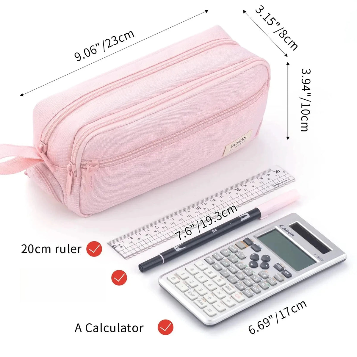 Large-Capacity Zippered Pencil Case Portable Multi-Compartment Pencil Pouch Waterproof and Durable Stationery Storage